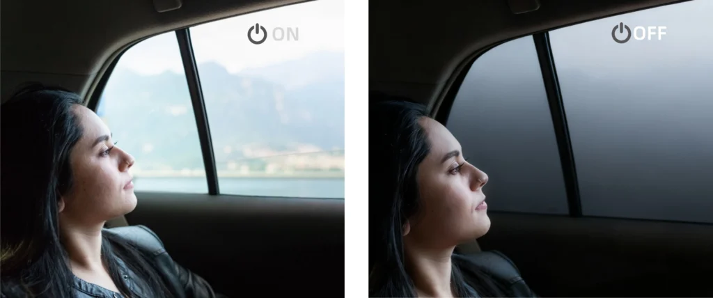 PDLC FILM for car Before/after window transparency split view