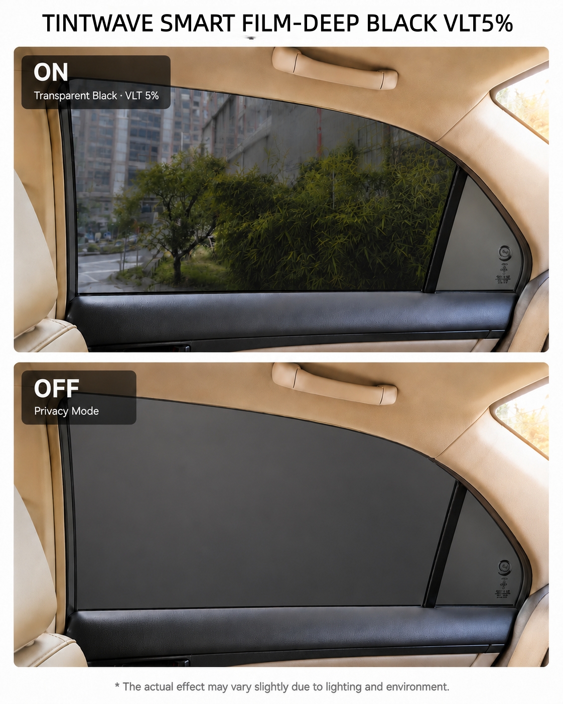 Deep Black PDLC Film for Car Windows – VLT 5% Switchable Privacy Film for Side Windows - Image 3