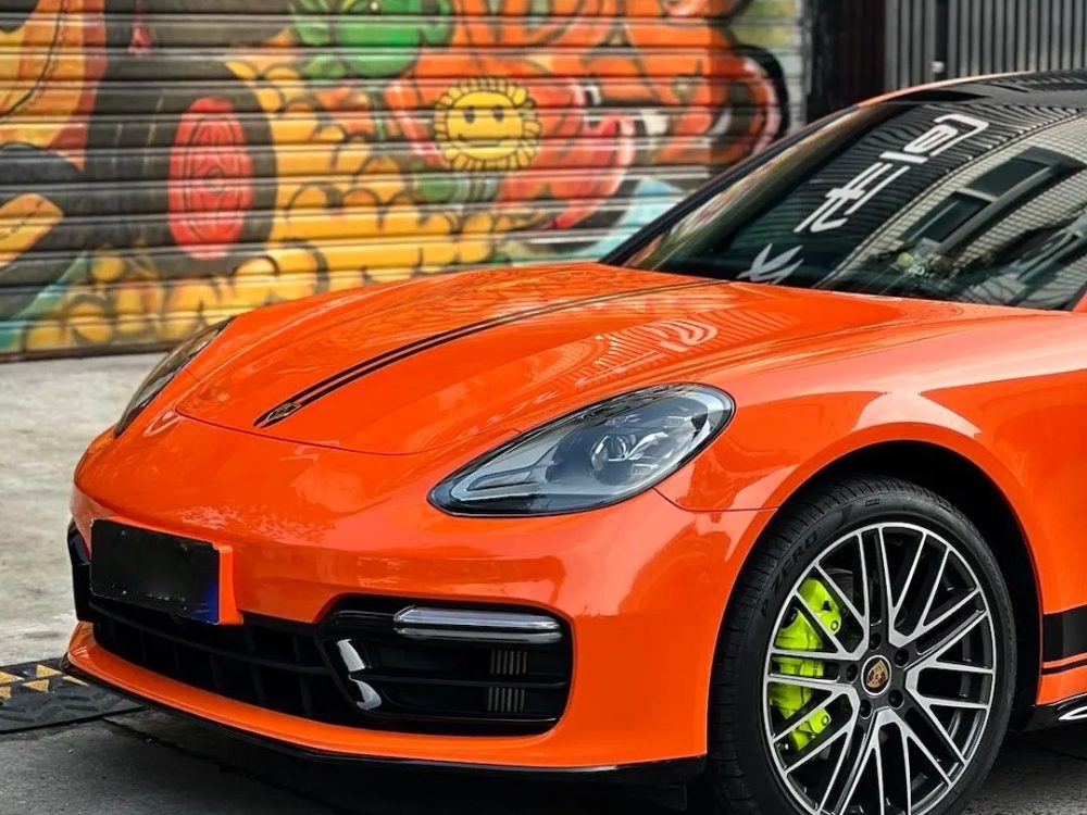 Crystal High Gloss Orange Car Wrap Vinyl (2)