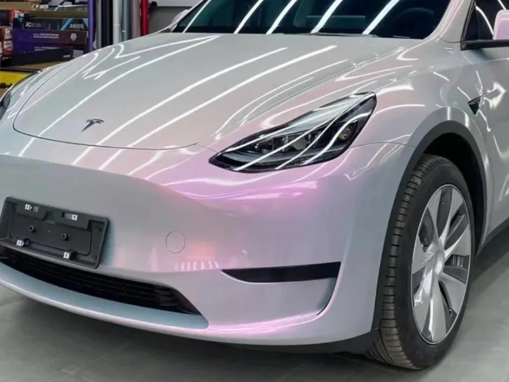 Dreamy Volcano Gray Car Wrap Film with Pink Iridescent Reflection (8)
